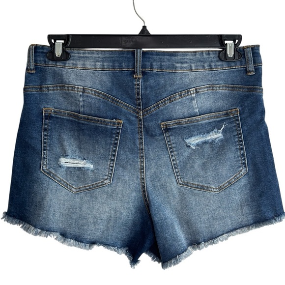 Ariya Jeans Shorts Distressed Raw Frayed Hem Womens Size 13 / 31 Stretch Denim - Picture 2 of 15